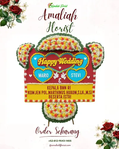 Karangan Papan Bunga Pernikahan di Melong